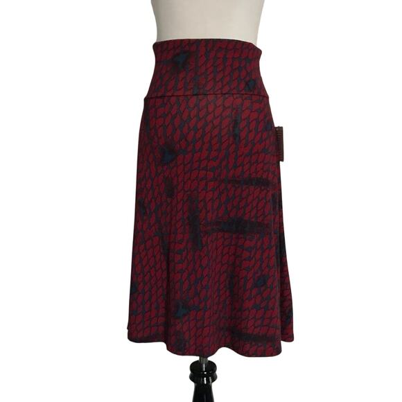 MWT LuLaRoe Azure Skirt Womens Size XS Navy Blue Dark Red snakeskin LLR NEW - Picture 1 of 5